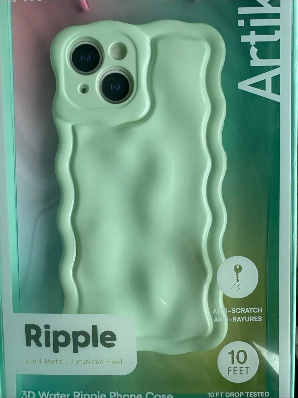 Ripple 3D Water Ripple Phone Case for iPhone 15 - Mint Green